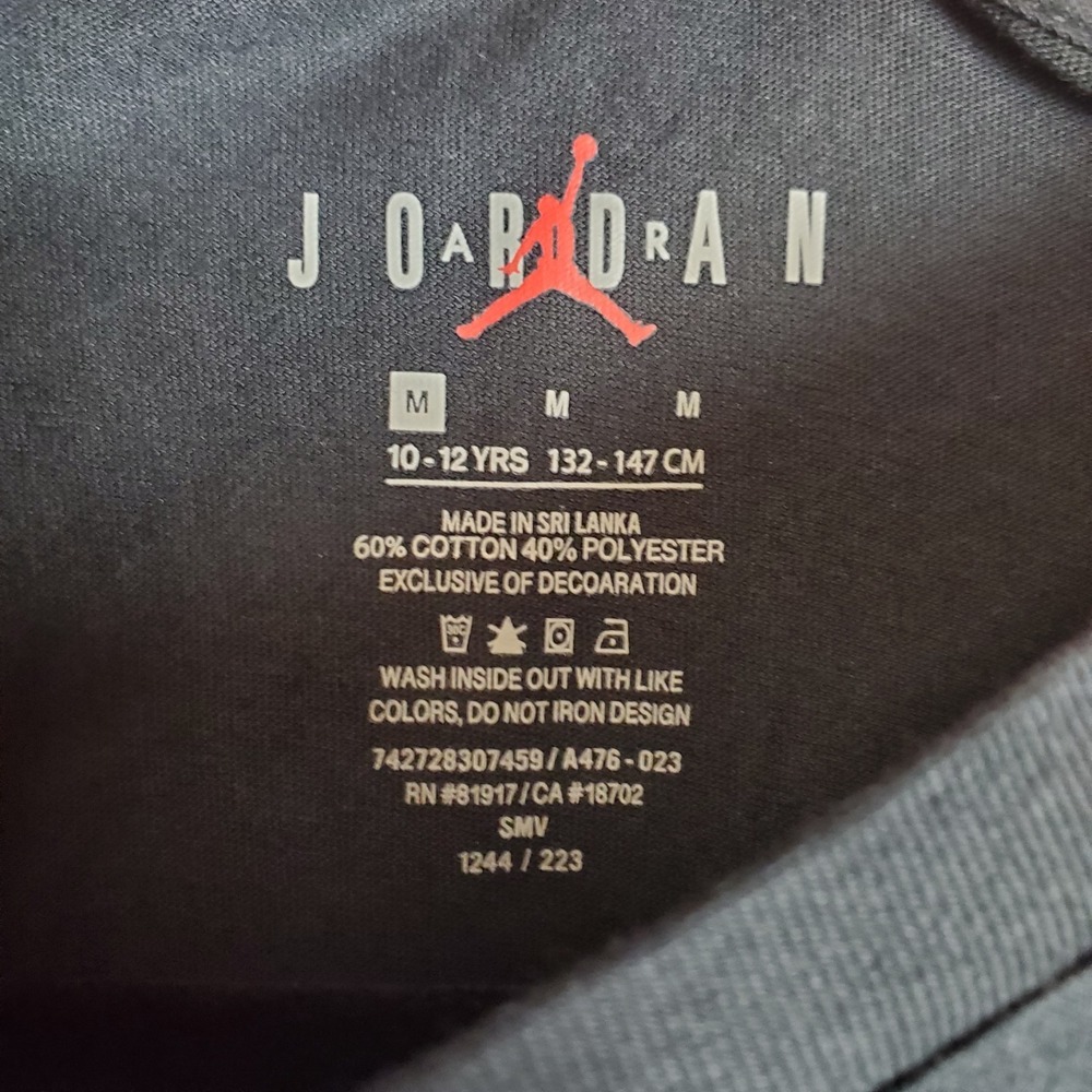 Jordan Dri-FIT Boys Shirt Medium Black Cotton Crew Neck Long Sleeve Pullover - Picture 6 of 10